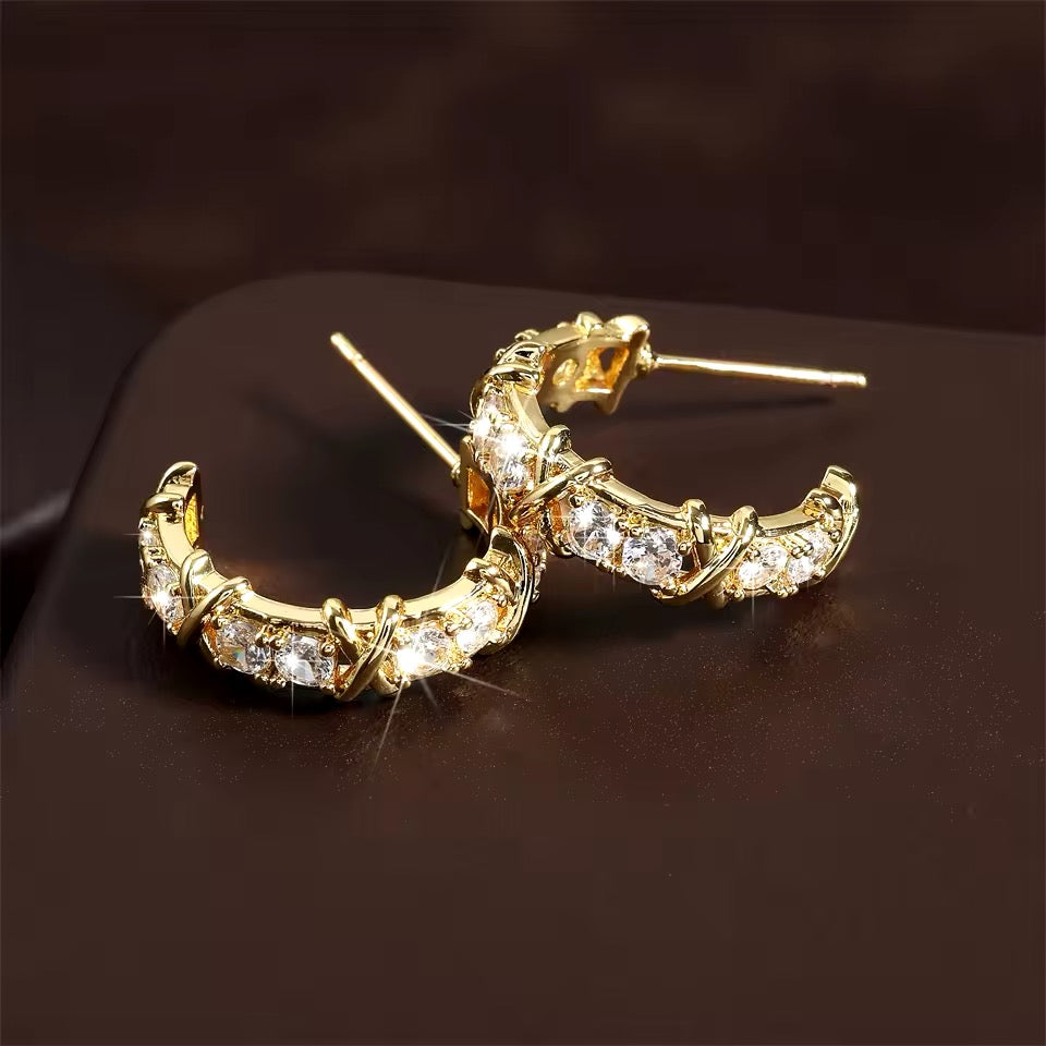 Gold Crescent Earrings image 3