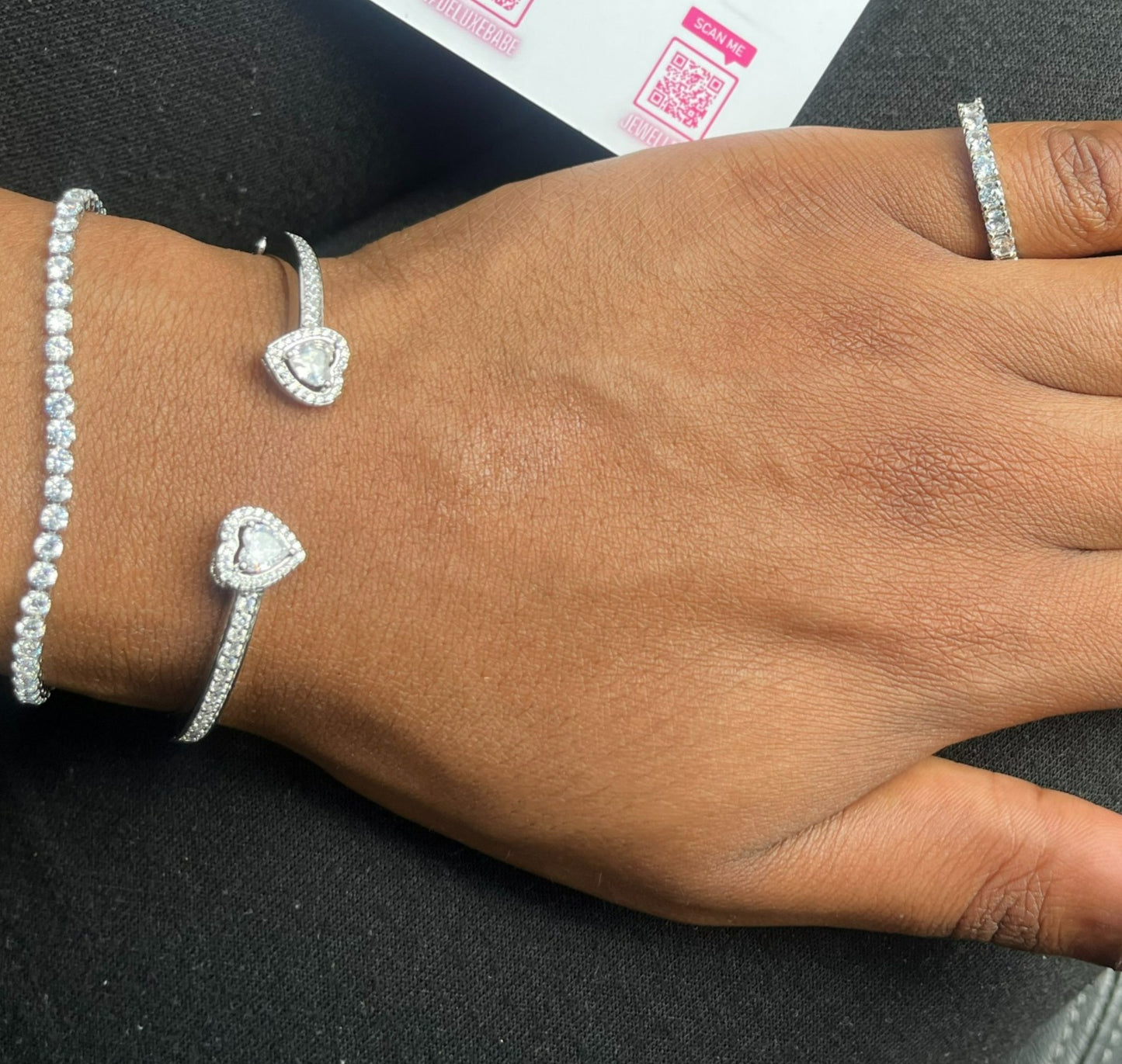 Heart Cuff Diamanté Bangle image 7