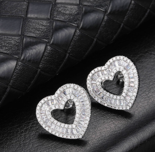 Diamanté Heart Earrings image 3