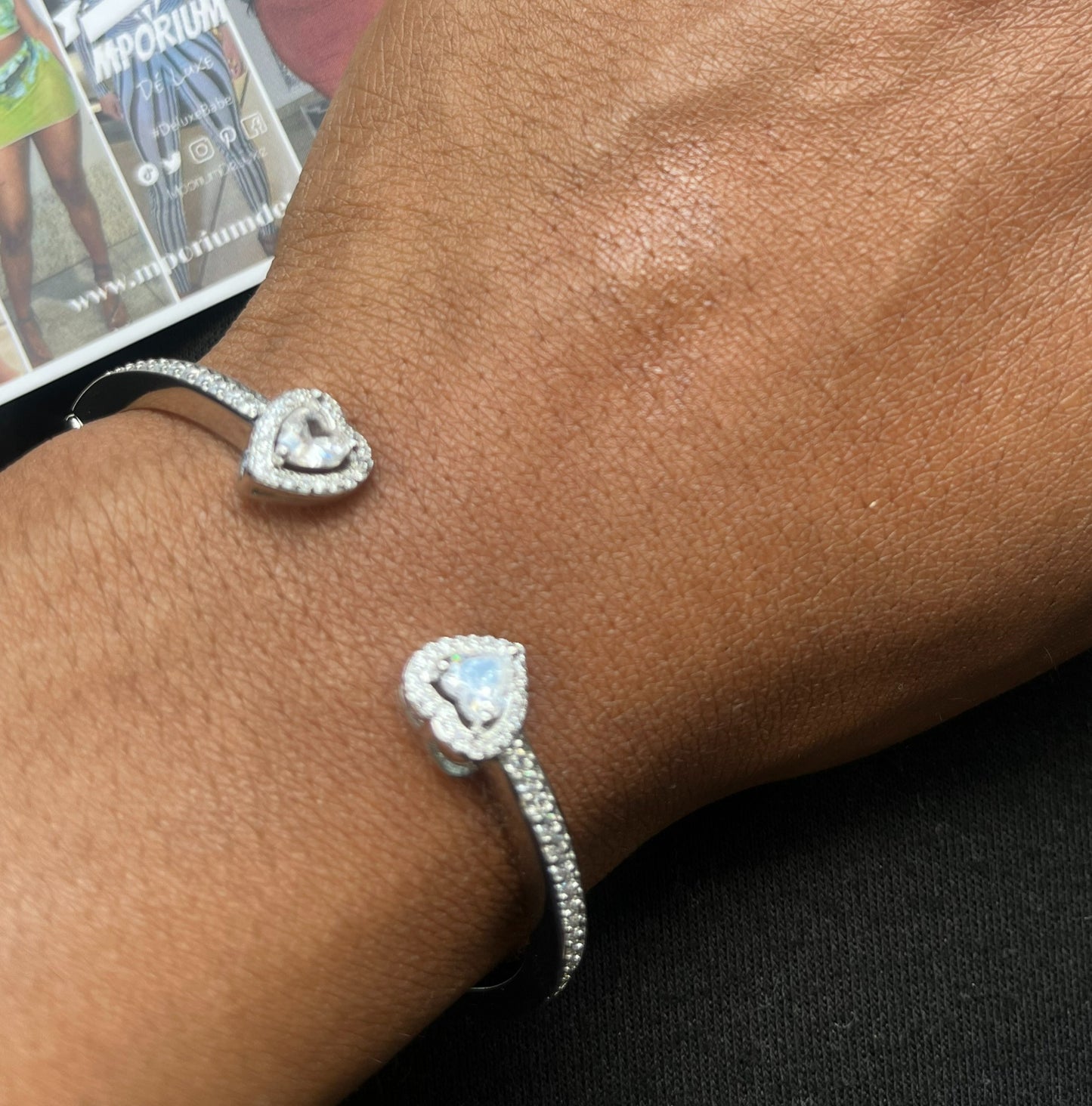 Heart Cuff Diamanté Bangle image 5