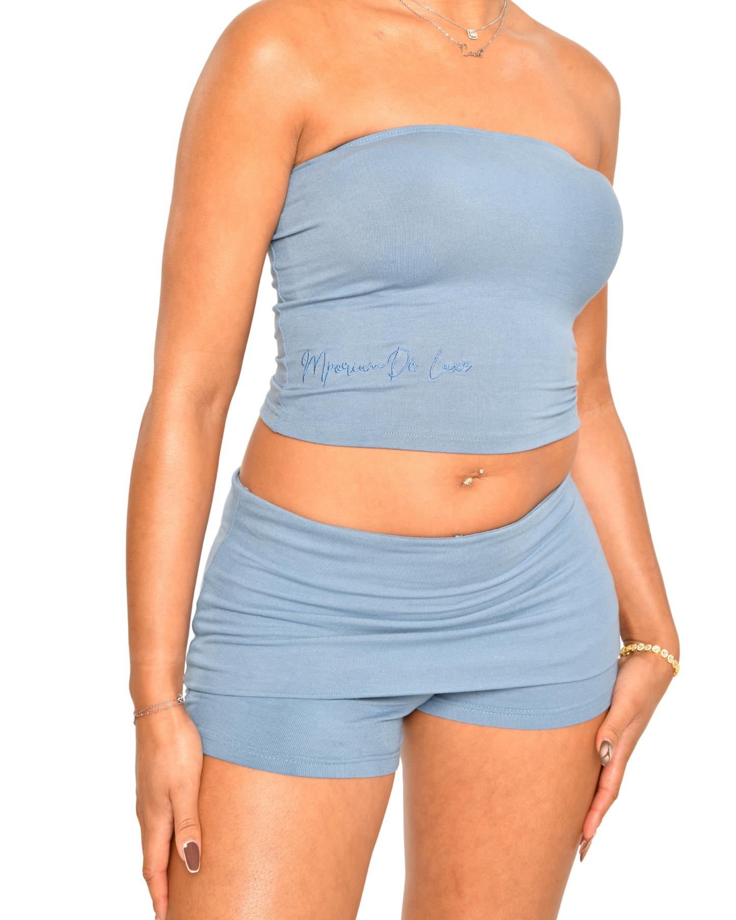 'MALIKA' Fold Over Shorts and Tube Top