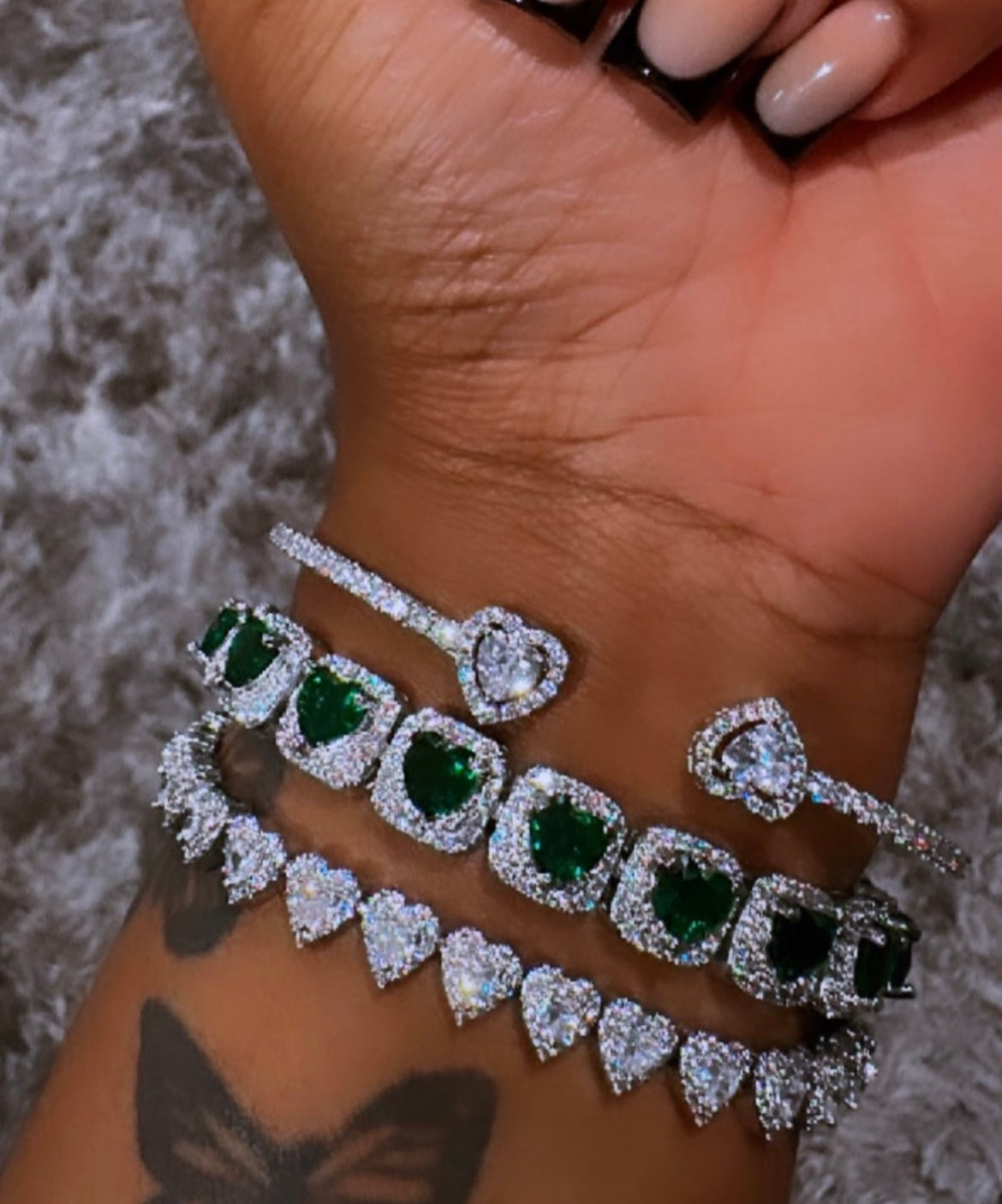 Heart Cuff Diamanté Bangle image 3