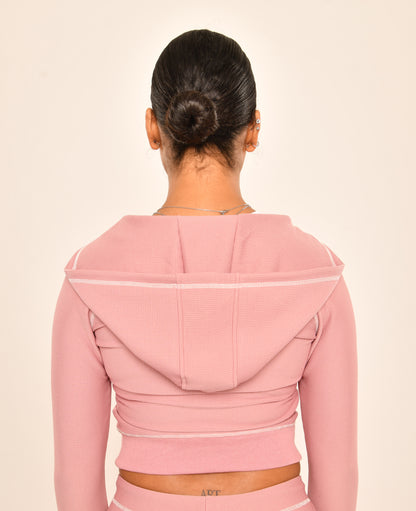 DÉLX Waffle Top In 'Dusty Pink' image 3