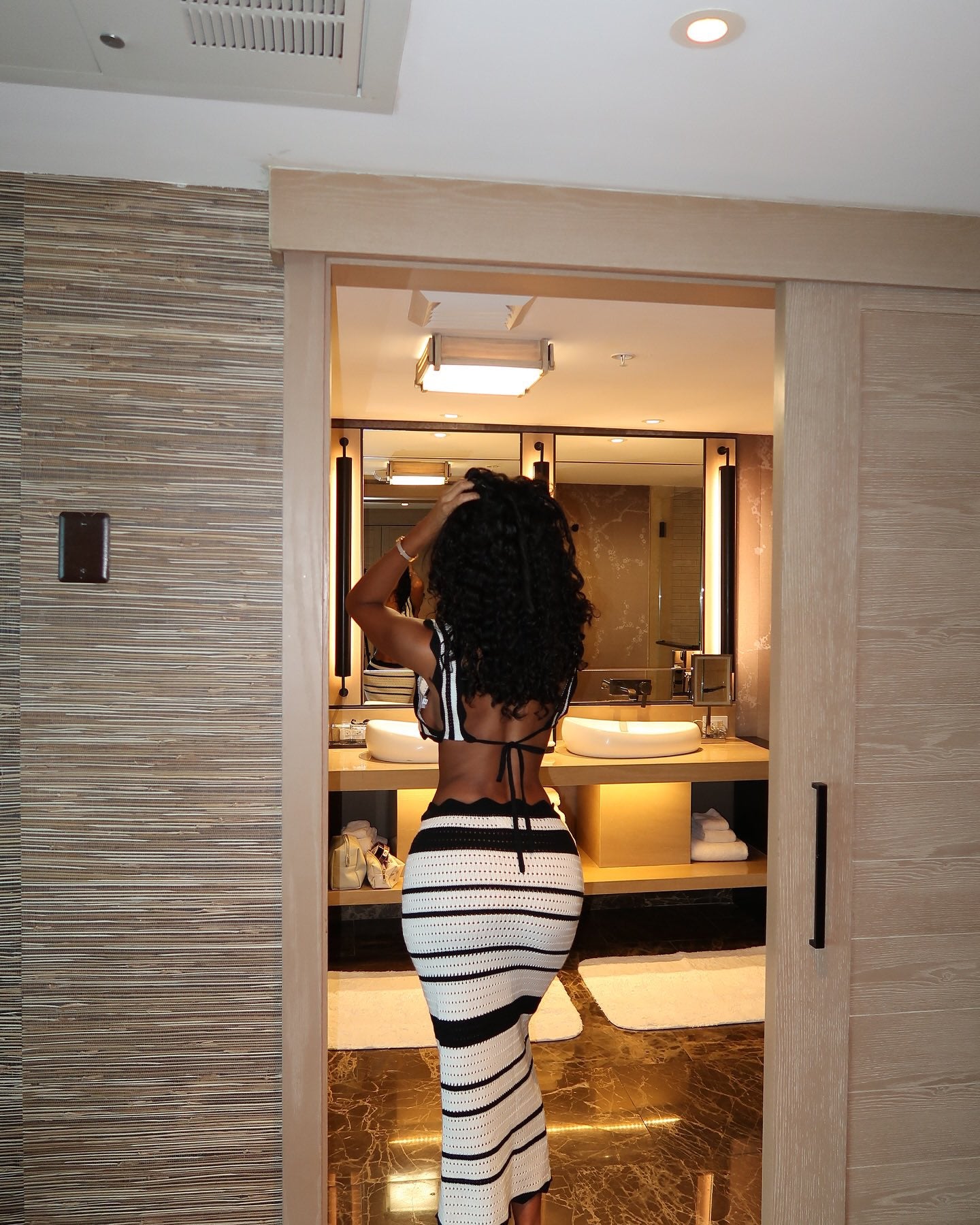 Crotchet Knit Stripe Set