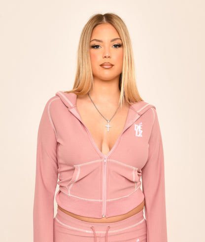 DÉLX Waffle Top In 'Dusty Pink' image 1